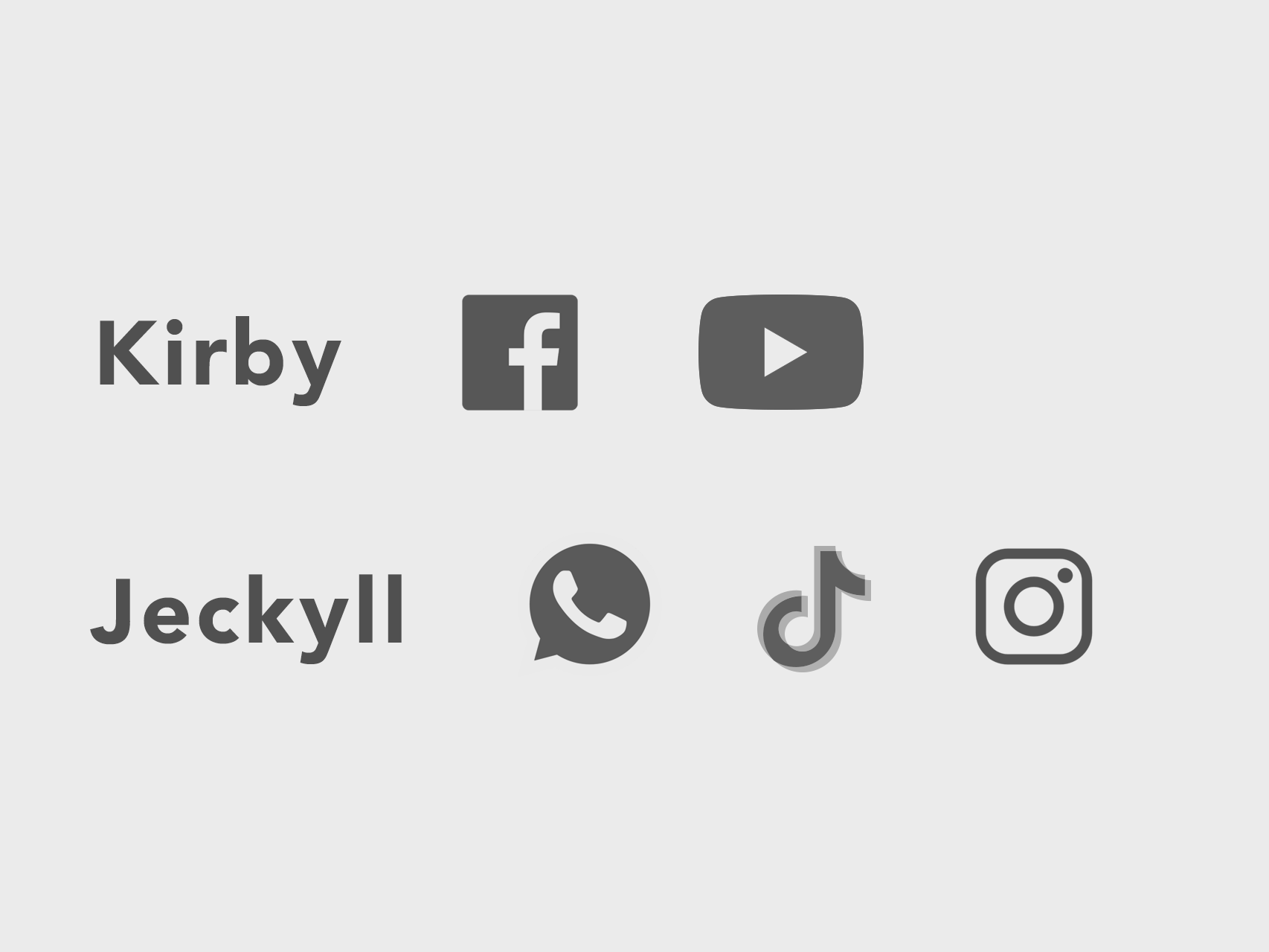 Support: Kirby, Jeckyll, Facebook, Youtube, Whatsapp, Tiktok, Instagram